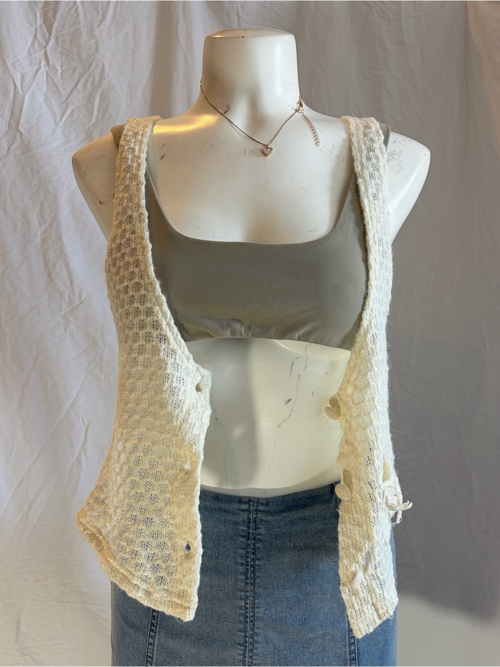 Coquette crochet and lace vest